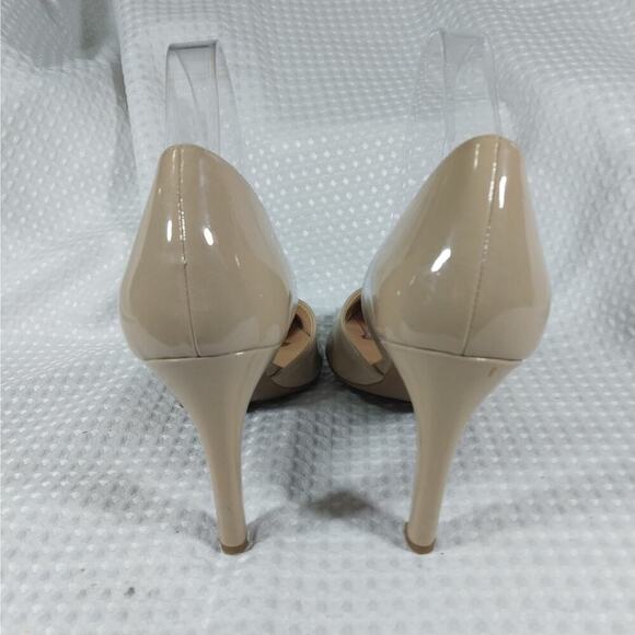 FRANCO SARTO! NUDE BEIGE/TAN PATENT LEATHER CUTAWAY SIDE PUMPS, HEELS! SZ 9M - Picture 8 of 11